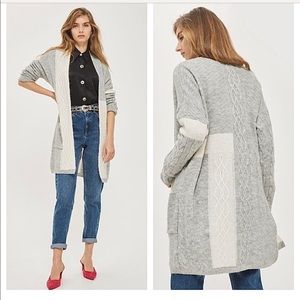 Topshop grey white longline sweater